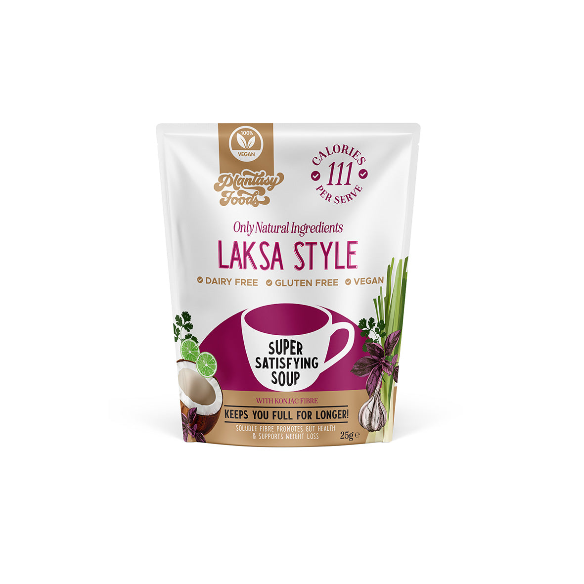 7 x Plantasy Foods Laksa Cuppa Soup 25g