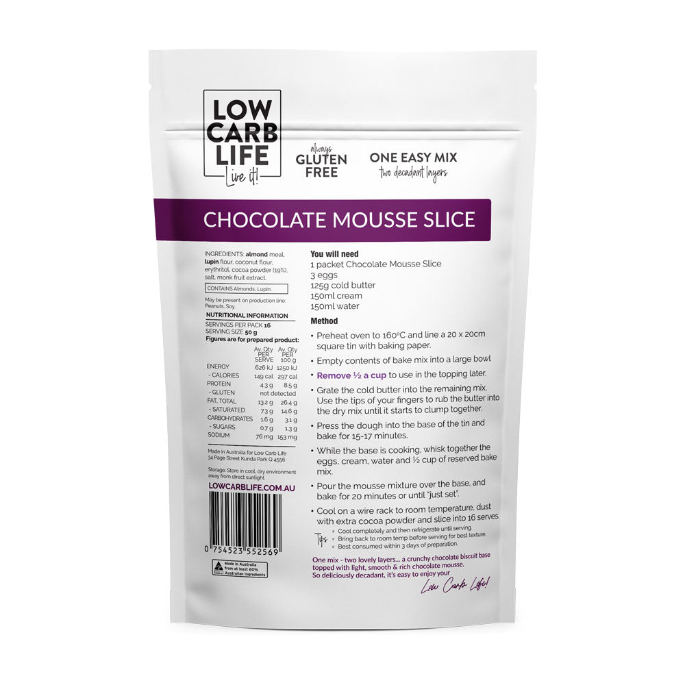 Keto Chocolate Mousse Slice Bake Mix
