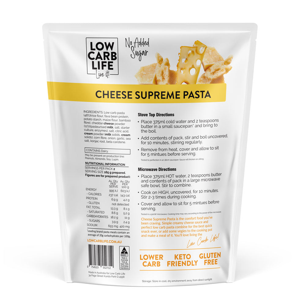 Lower Carb Pasta - Cheese Supreme