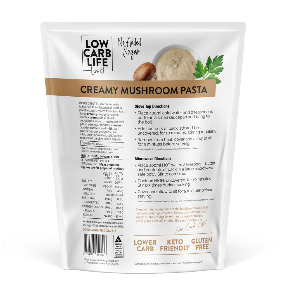 Lower Carb Pasta - Creamy Mushroom