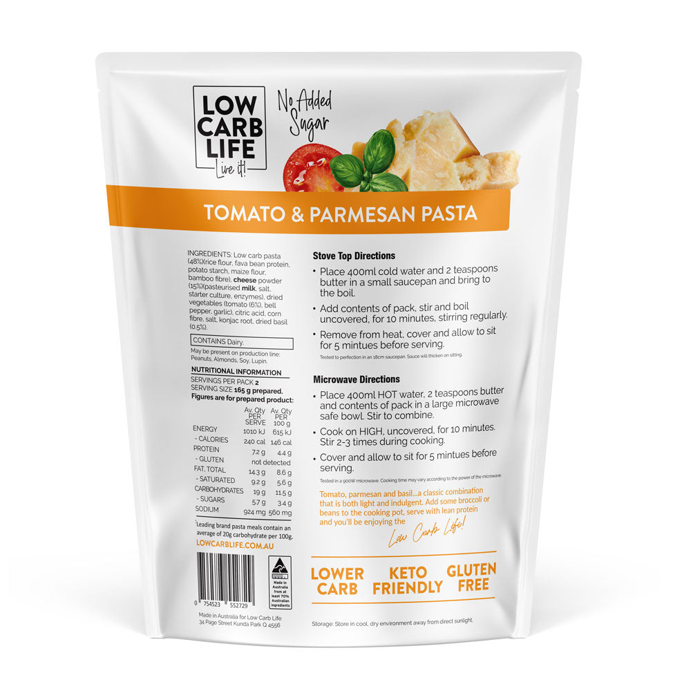 Lower Carb Pasta - Tomato & Parmesan